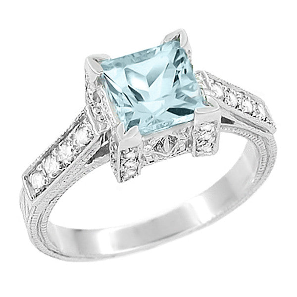 Oval Aquamarine Engagement Ring in Rose Gold Diamond Floral Band | La More  Design