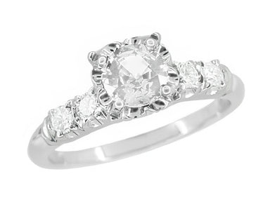 Mid Century Vintage Style 3/4 Carat Diamond Engagement Ring in 14 Karat White Gold - alternate view