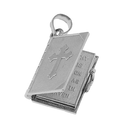Movable Lords Prayer Opening Book Charm in White or Yellow Gold - Christian  Faith Pendant Jewelry — Antique Jewelry Mall