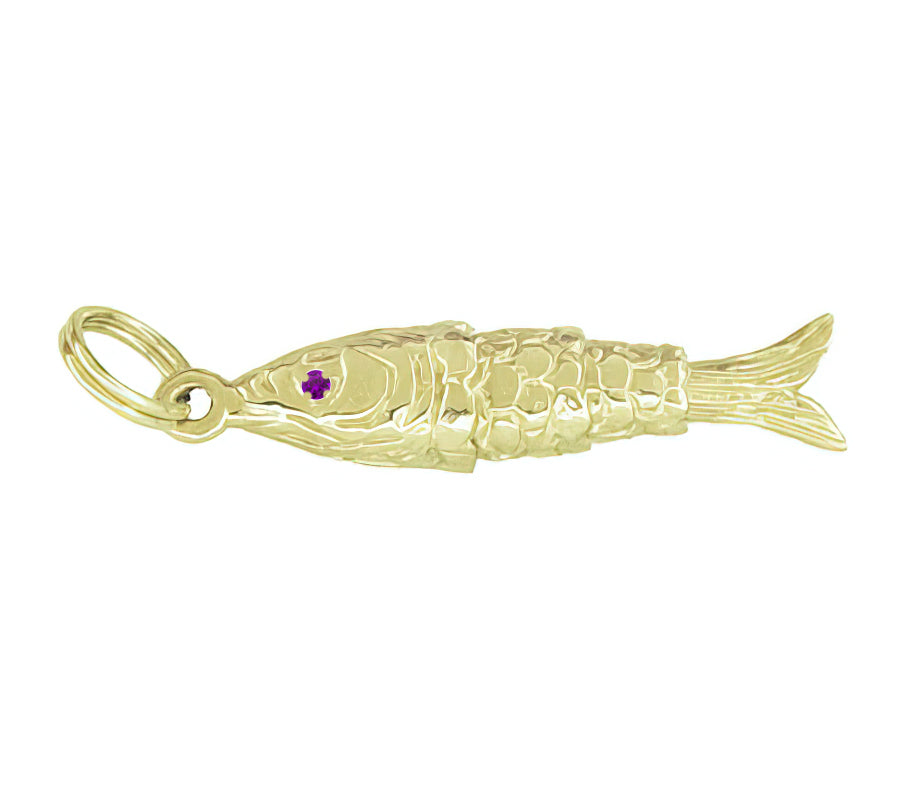 Vintage Movable Wiggling Fish Charm - Yellow Gold with Gem Eyes - Ruby  Emerald Sapphire Amethyst Garnet Alexandrite — Antique Jewelry Mall