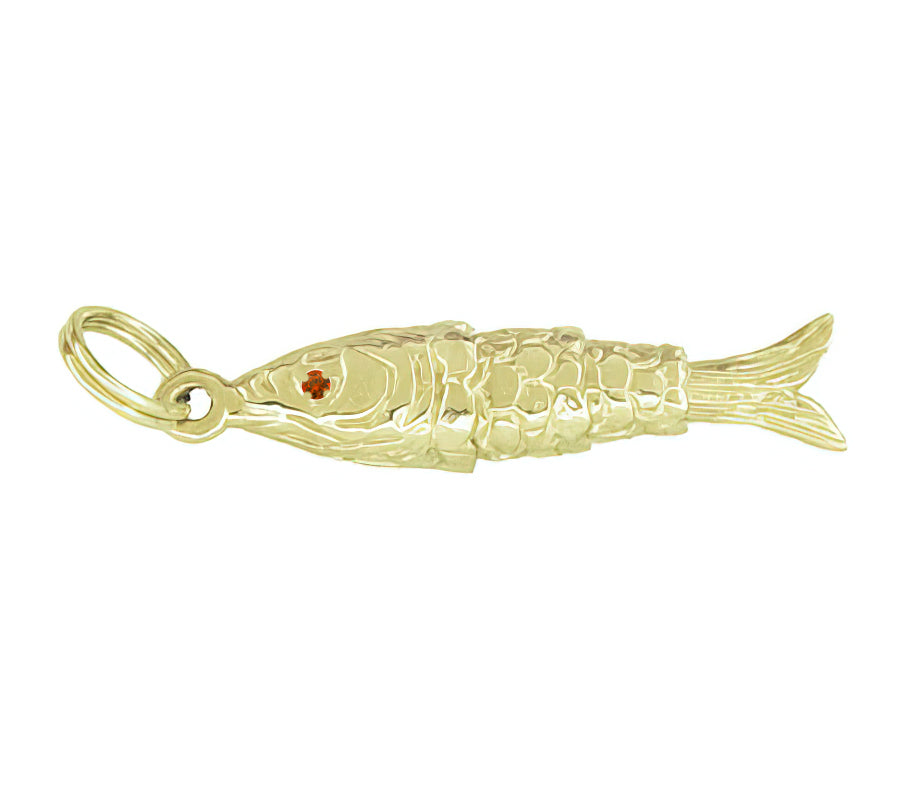 Solid 10k Yellow Gold Fishing Hook Pendant Charm 1 inch