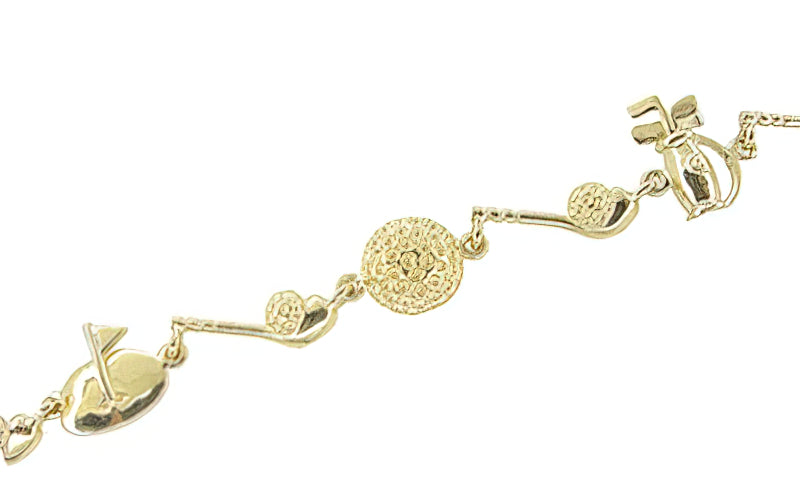 Heavy Solid 14K Gold Charm Bracelet with Charms