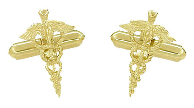 Cadeuceus Doctors Cufflinks in 14 Karat Yellow Gold