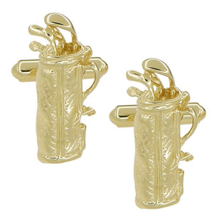 Golf Bag Cufflinks in Solid 14 Karat Yellow Gold