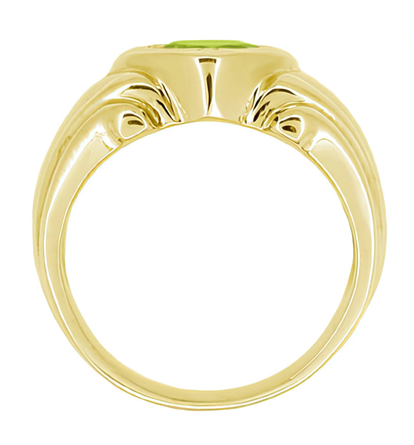 Peridot 6.5 mm rectangular white gold cool men's ring Maarten| -30%