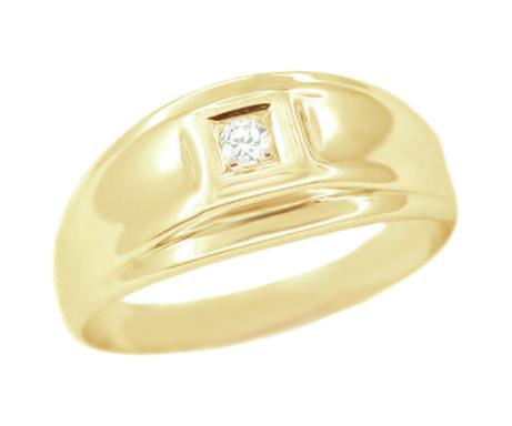 1950s Vintage Men's Gold and Diamond Ring