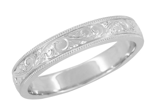 Victorian Antique Scroll Acanthus Wedding Band in Platinum - 3mm ...