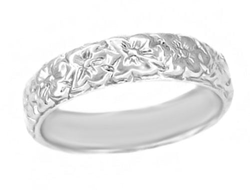 1960s Olive Leaves Tapered Womens Wedding Ring in 14K White Gold ...