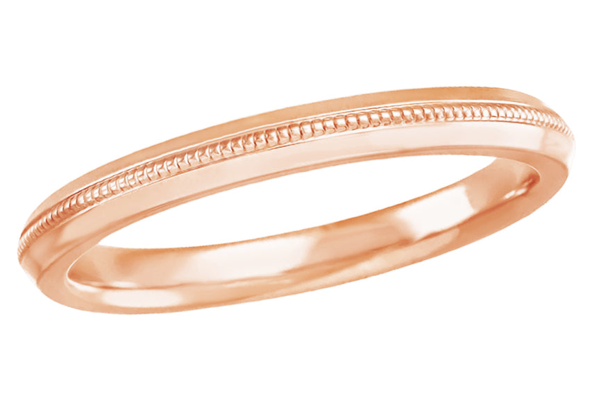 Rose Gold Art Deco Single Milgrain Knife Edge Vintage Wedding Ring - 2.5mm  Wide — Antique Jewelry Mall