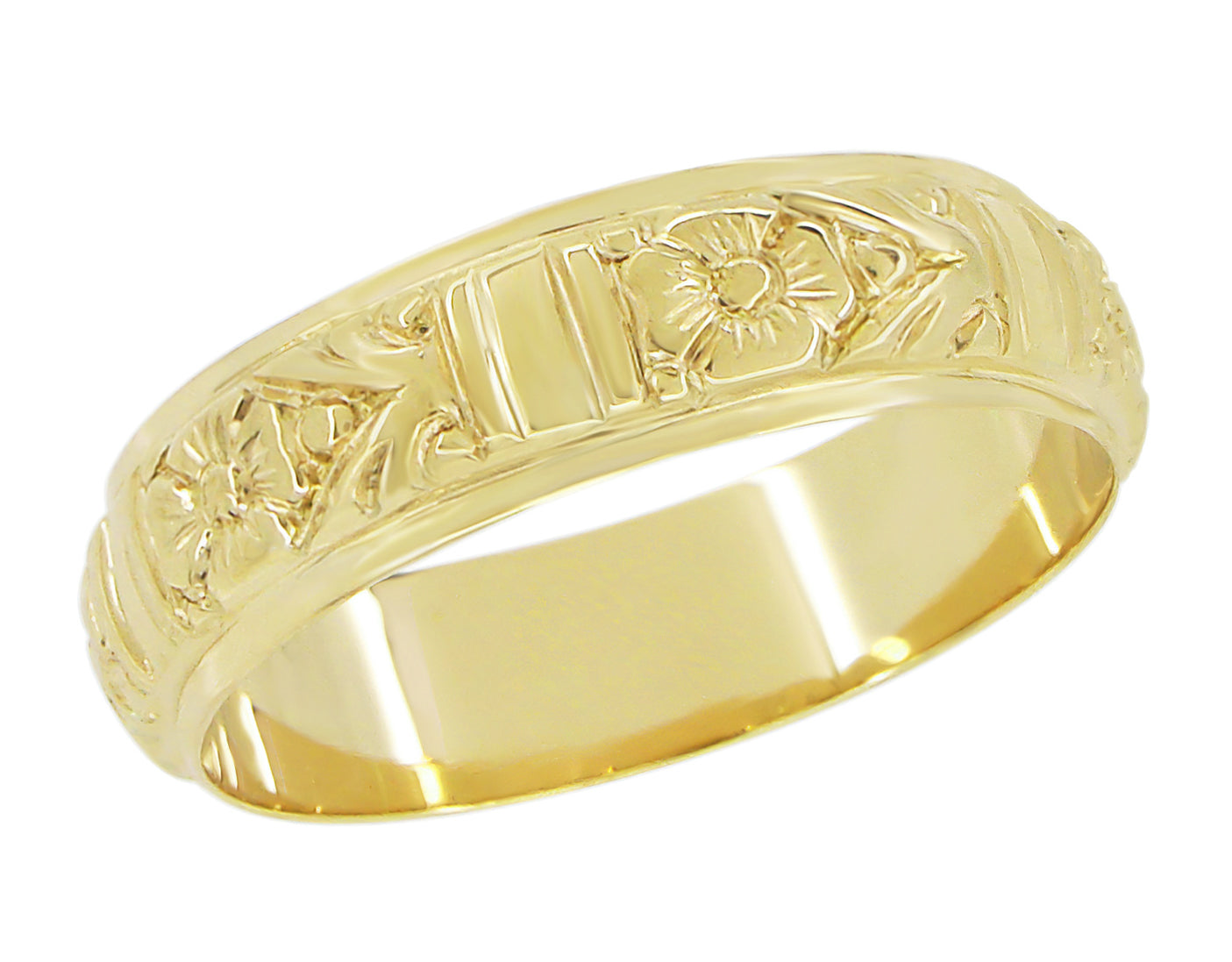 Ladies Wide Two Tone Scroll Wedding Band in 14k Yellow and White Gold –  Charles Babb Designs