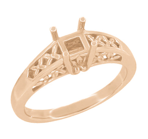 Semi Mount Nature Inspired Single Diamond Leaf Engagement Ring In 14K Rose  Gold