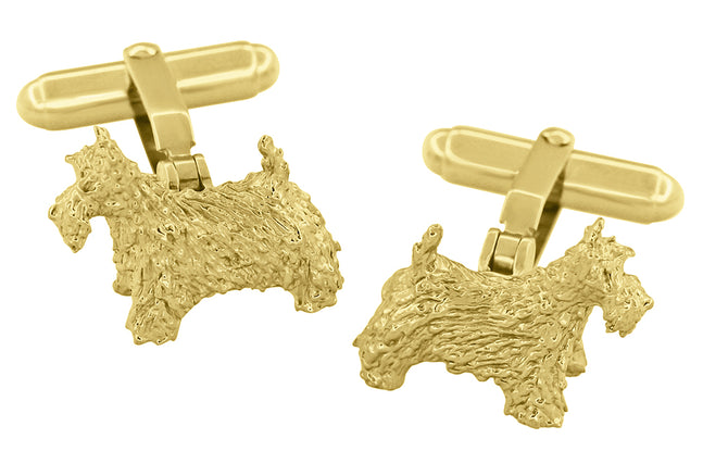 Scottish Terrier Cufflinks in Sterling Silver with Yellow Gold Vermeil (Scottie Dog)