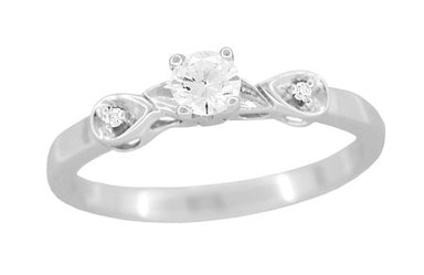 Retro Moderne 1/4 Carat Diamond Engagement Ring in 14 Karat White Gold