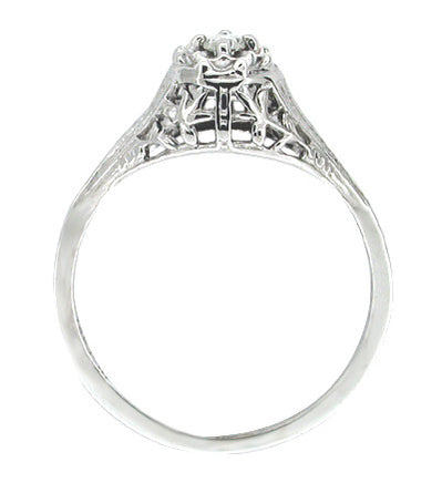 1950's Retro Moderne Rose Diamond Promise Ring in White Gold - 14K or ...