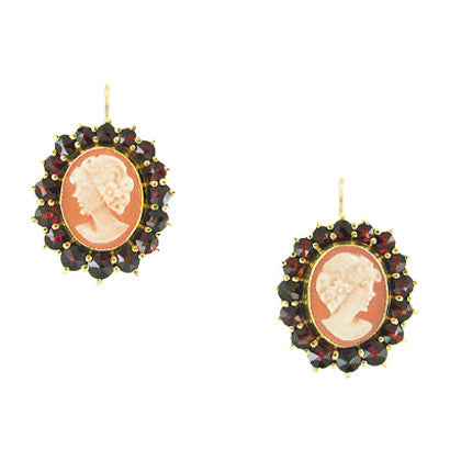 Gorgeous outlet vintage 14k solid gold carved cameo stud earrings elegant lady portrait