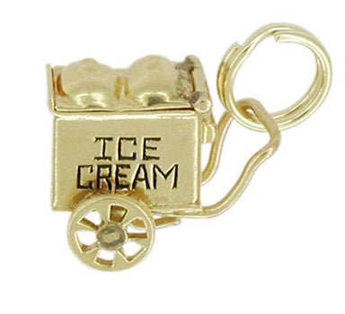 Movable Ice Cream Cart Charm in 14 Karat Gold - alternate view