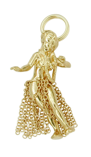 Movable Hawaiian Hula Dancer Charm in 14 Karat Gold