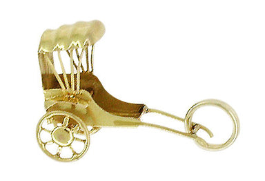 Movable Rickshaw Charm in 14 Karat Gold