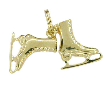 Pair of Ice Skates Charm in 14 Karat Gold - alternate view