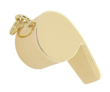 Small Working Whistle Charm Pendant in 14 Karat Yellow Gold - alternate view