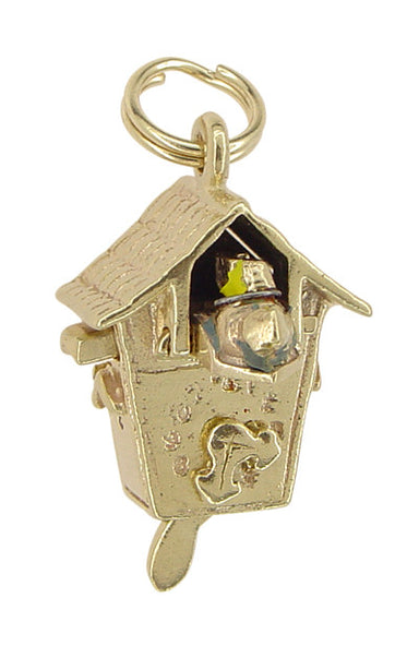 Movable Cuckoo Clock Charm in 14 Karat Gold - alternate view