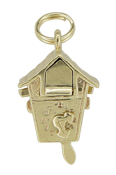 Movable Cuckoo Clock Charm in 14 Karat Gold