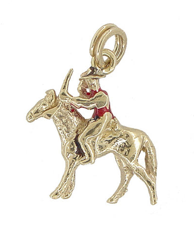 Movable Cowboy on a Horse Charm in 12 Karat Gold - alternate view