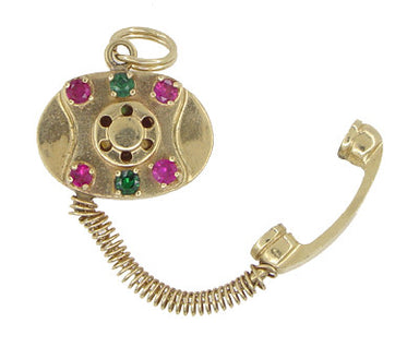 Movable Telephone Charm in 14 Karat Gold - alternate view