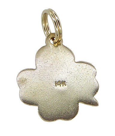 Vintage Enameled Lucky 4 Leaf Clover Charm in 14 Karat Gold - alternate view