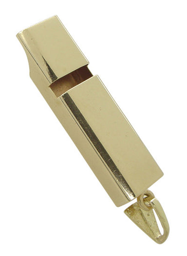 Large Working Whistle Pendant in 14 Karat Gold - alternate view