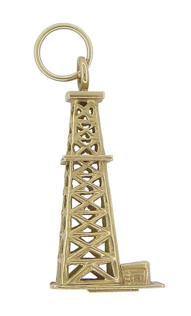 Oil Derrick Charm in 18 Karat Gold - 3D