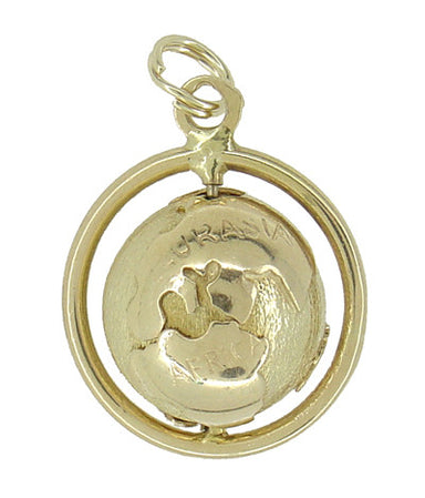 Spinning Globe Movable Charm in 14 Karat Gold - alternate view