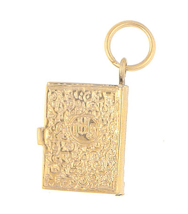 Moveable Opening Bible Charm in 14 Karat Yellow Gold - alternate view