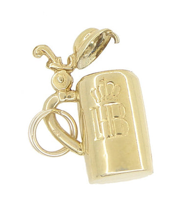 Vintage Moveable HB Munchen Beer Stein Charm in 14 Karat Yellow Gold - alternate view