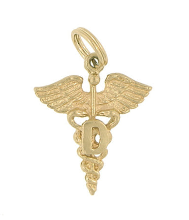 Vintage Doctors Caduceus Charm in 14 Karat Yellow Gold