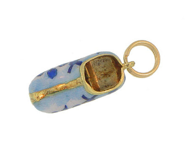 Vintage Enameled Dutch Clog Charm in 14 Karat Gold - alternate view