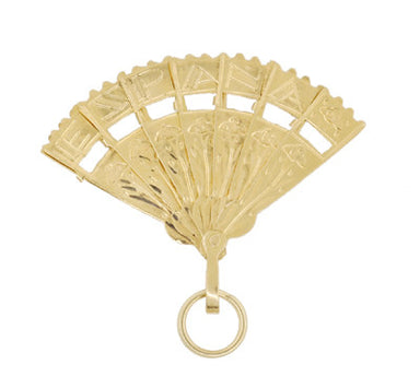 Moveable Espana Fan Charm in 18 Karat Gold