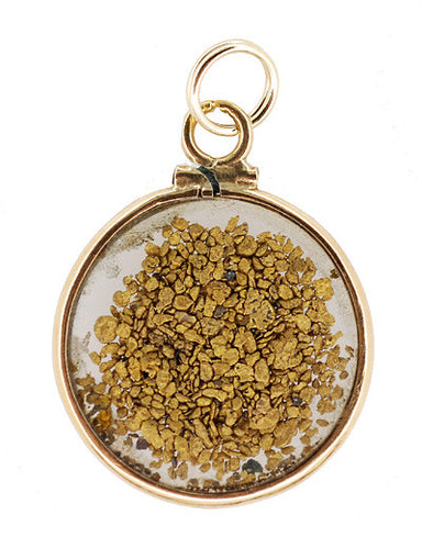 Natural Gold Nuggets Vintage Pendant with 14 Karat Gold Frame