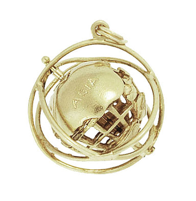 Moveable Vintage 1964 World's Fair Unisphere Globe Pendant Charm in 14 Karat Yellow Gold - alternate view