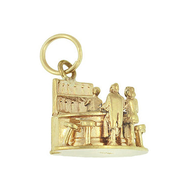 Moveable Bartender, Bar and Customer Vintage Charm in 14 Karat Yellow Gold - alternate view