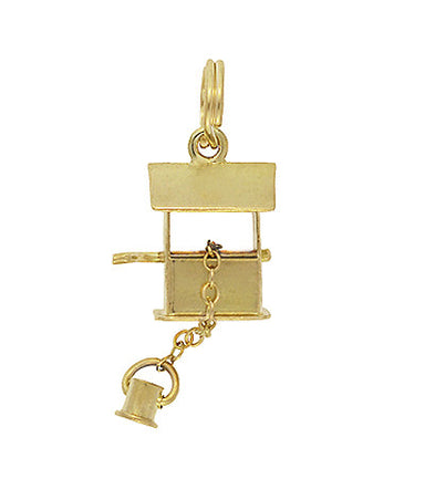 Movable Vintage Wishing Well Charm in 14 Karat Gold