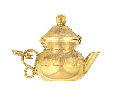 Moveable Tea Pot Charm in 14 Karat Yellow Gold