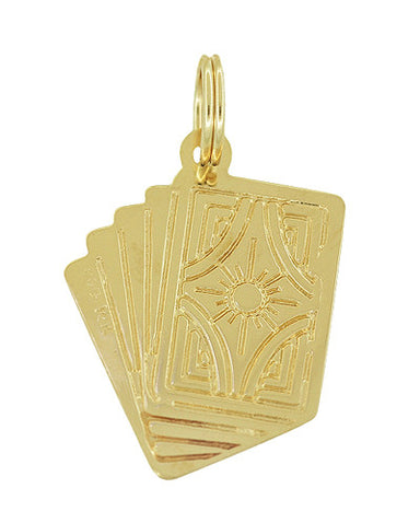 Royal Flush Card Charm in 14 Karat Yellow Gold - alternate view