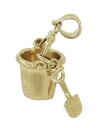 Sand Pail and Shovel Movable Charm in 14 Karat Gold - alternate view