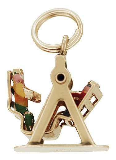 Movable Children on a Swing Charm in 14K Gold