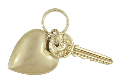 Love and Success Key to Your Heart Vintage 2 Piece Charm in 14 Karat Gold - alternate view