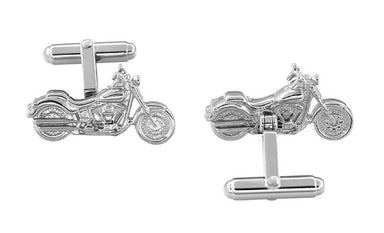 Cruiser Motorcycle Cufflinks in Sterling Silver - alternate view