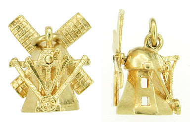 Dutch Windmill Movable Charm in 14 Karat Gold - alternate view