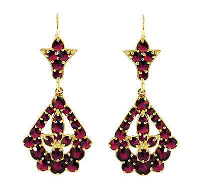 Vintage 14K cheapest Yellow Gold Garnet Drop Dangle Earrings