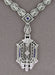 Art Deco Filigree Drop Pendant Necklace Set with Sapphire and Diamonds in Sterling Silver